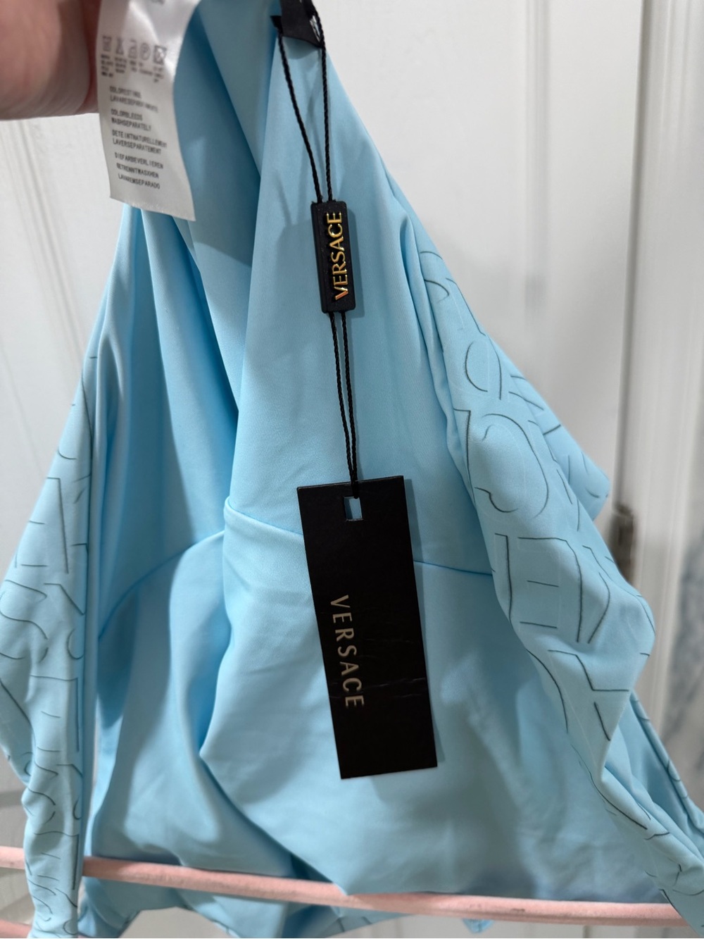 Versace Blue Embossed Logo One-Piece - Picture 6 of 8